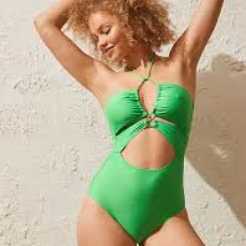 ✅ Aerie Cut Out‎ One Piece Swimsuit GREEN SIZE X-LARGE